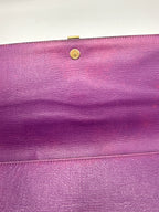 Pre-owned Yves Saint Laurent Chyc Ligne Textured Leather Clutch in Purple