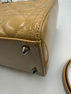 Christian Dior Medium Lady Dior Bag in Powder Beige Cannage Patent Leather