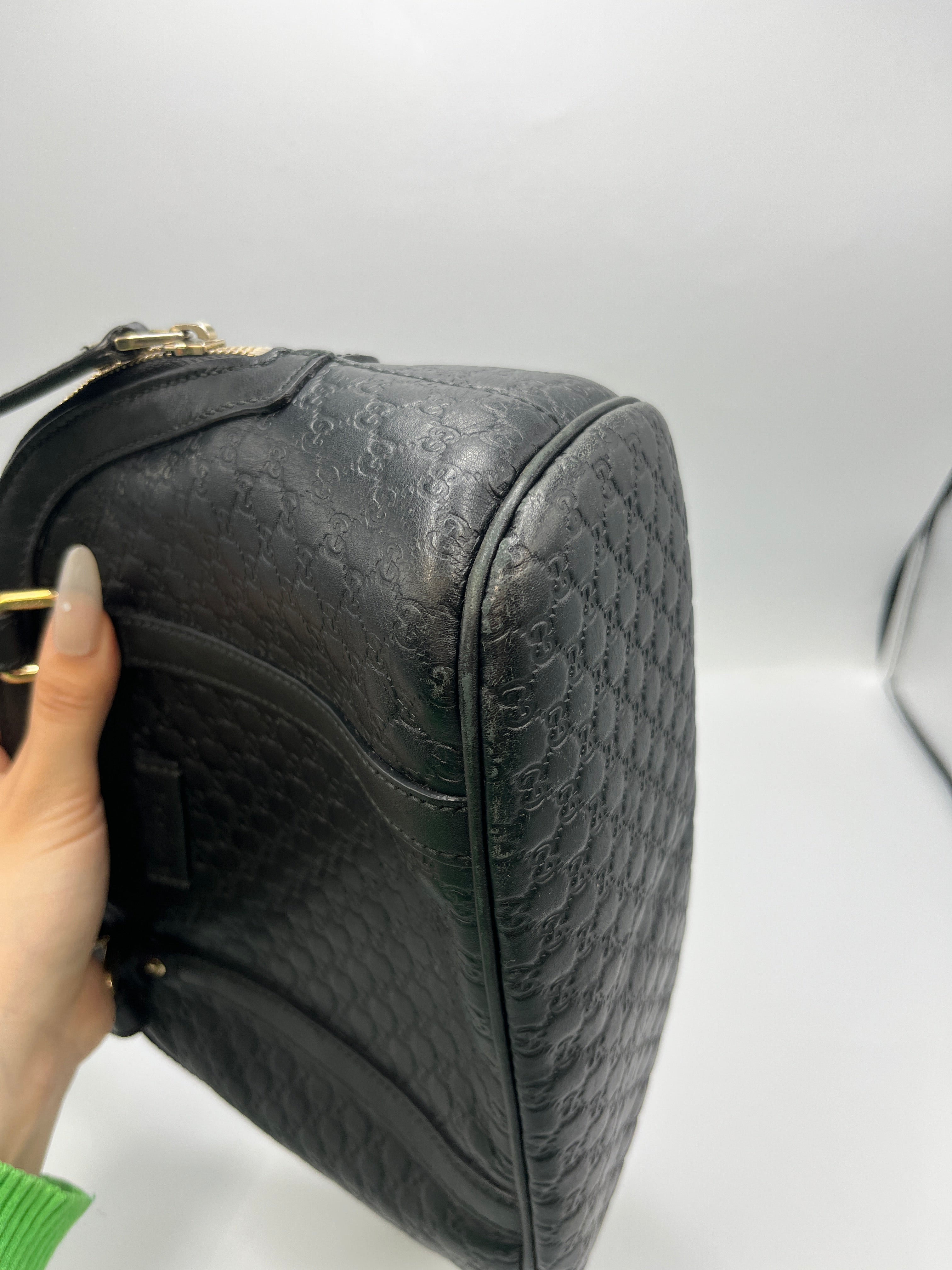Gucci Guccissima Black Leather Dome Bag