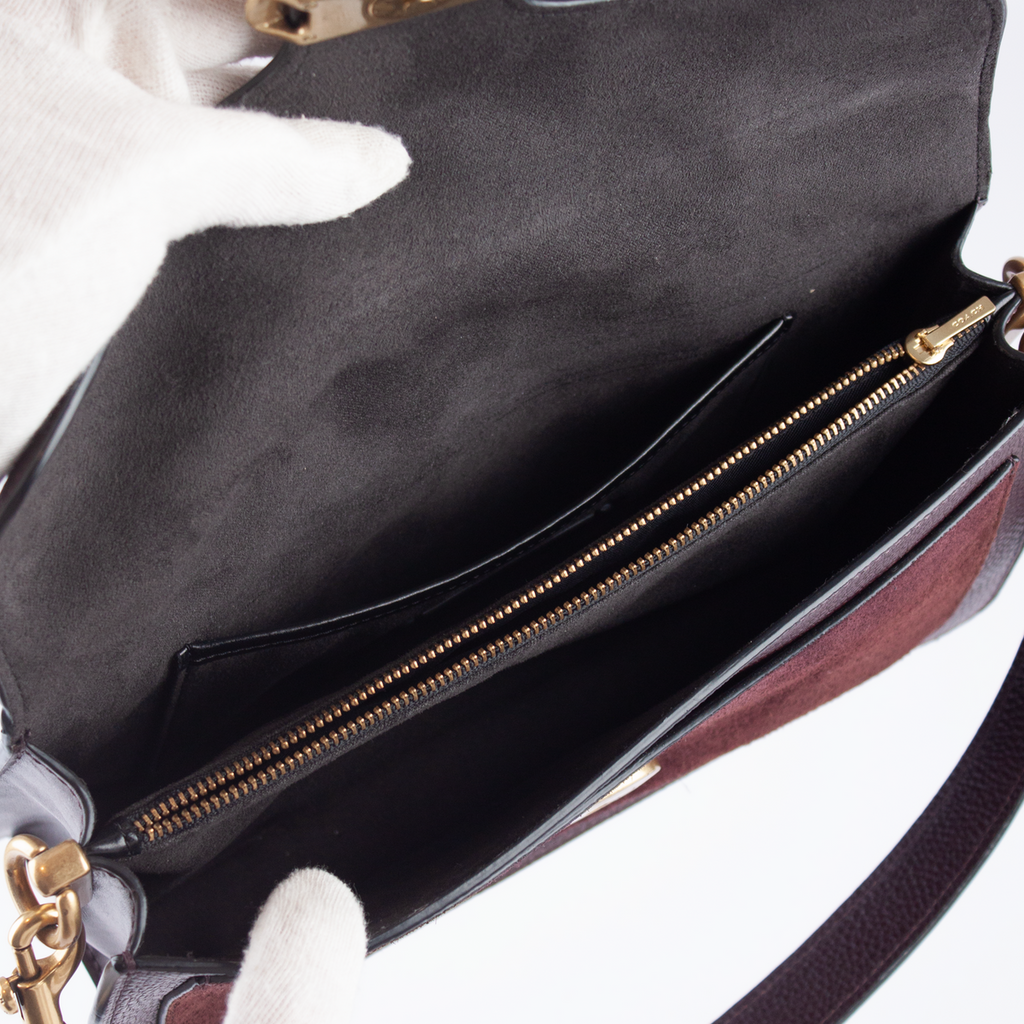 Rare Coach Tabby Shoulder Bag 26 – Burgundy Leather & Suede with Crystal 'C' Buckle
