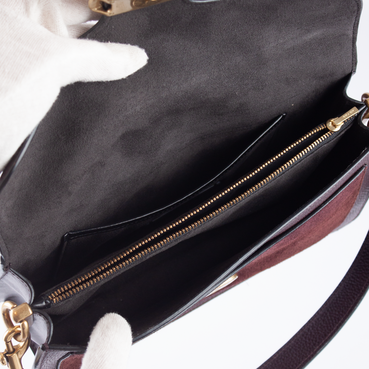 Rare Coach Tabby Shoulder Bag 26 – Burgundy Leather & Suede with Crystal 'C' Buckle