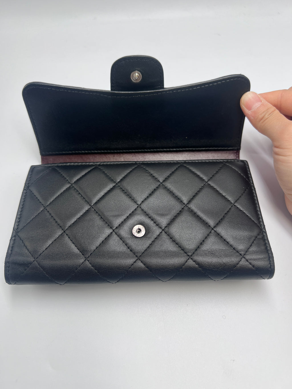 Chanel Classic Quilted Lambskin Flap Long Wallet Black