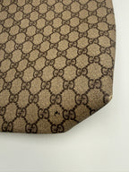 Gucci Vintage GG Supreme Canvas Tote Bag in Beige/Ebony with Brown Leather Trim