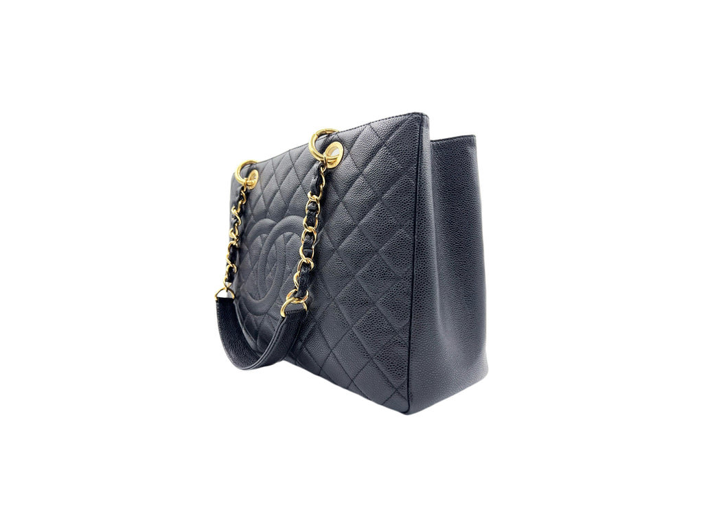 Chanel Black Caviar Leather Grand Shopping Tote-Pre-owned