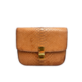 front view of celine box bag in brown python leather 