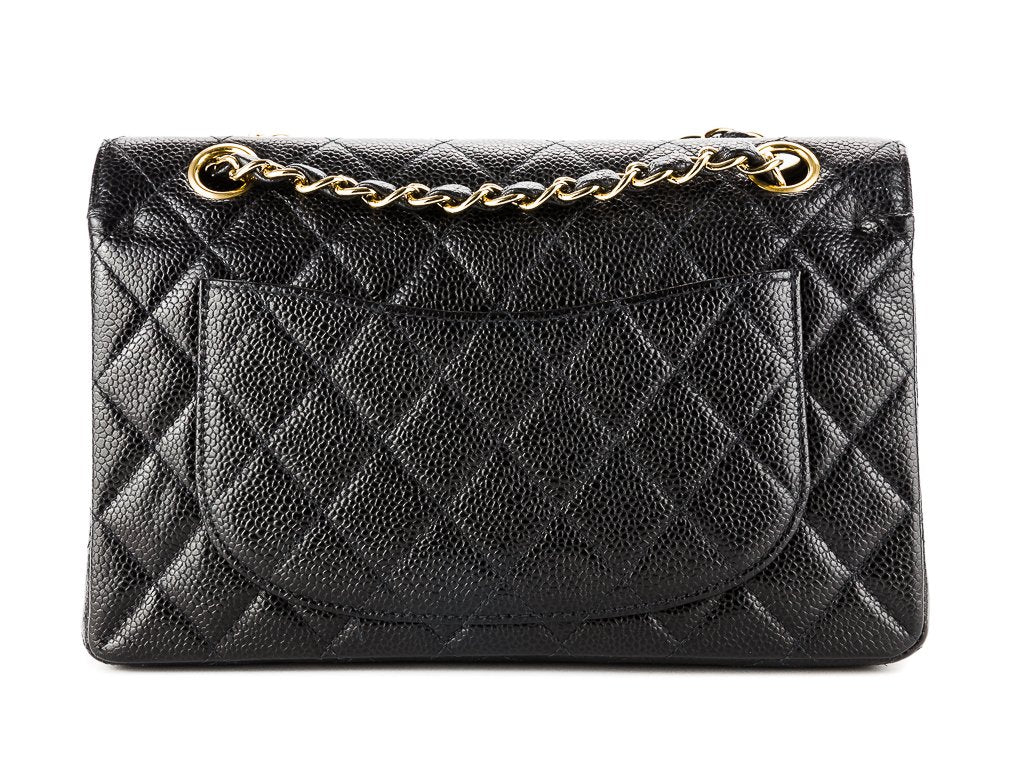 Chanel Small Classic Double Flap Bag Black Caviar Leather Gold Hardware