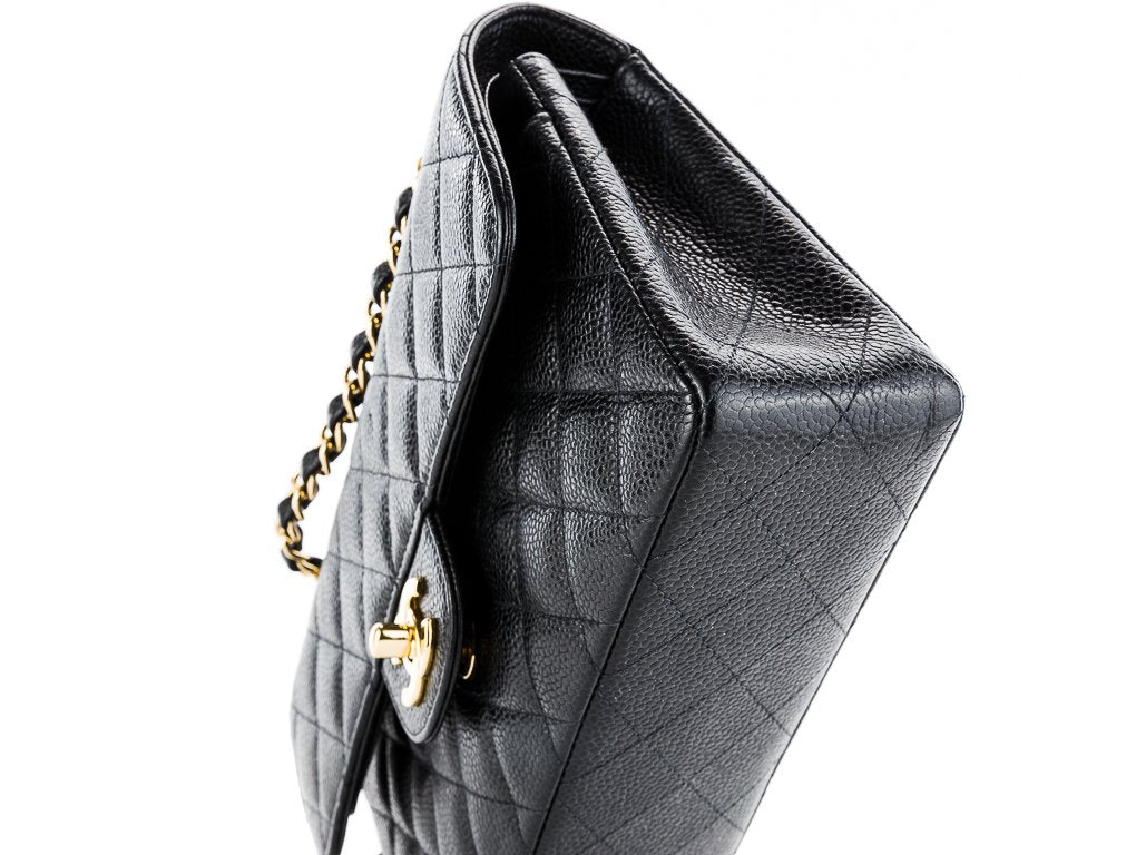 Chanel Small Classic Double Flap Bag Black Caviar Leather Gold Hardware