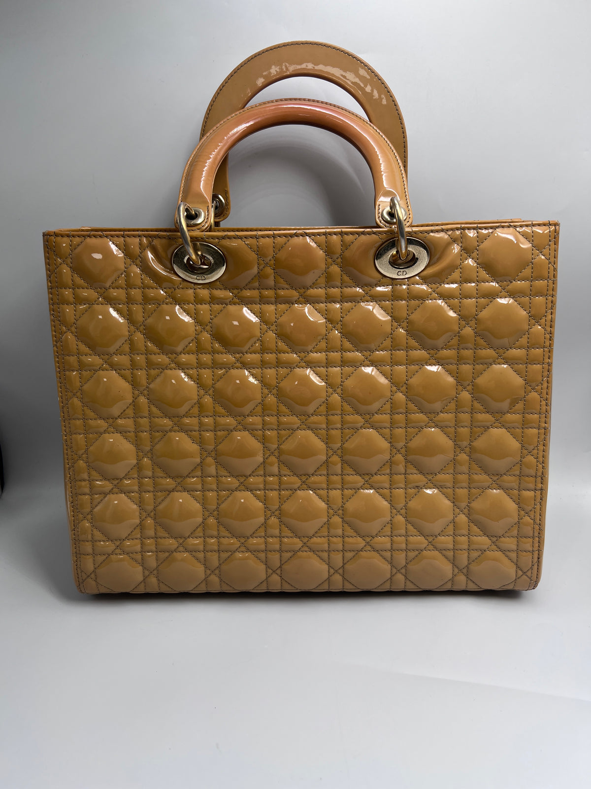 Christian Dior Large Lady Dior Patent Leather Bag
