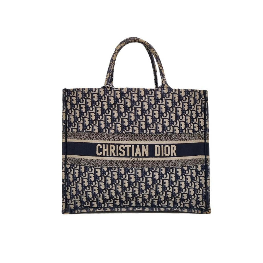 preowned christian dior oblique large tote bag in very good condition no marks or damage in black and blue 