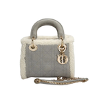 authentic christian dior mini lady dior Suede Shearling Cannage Lady Dior satchel