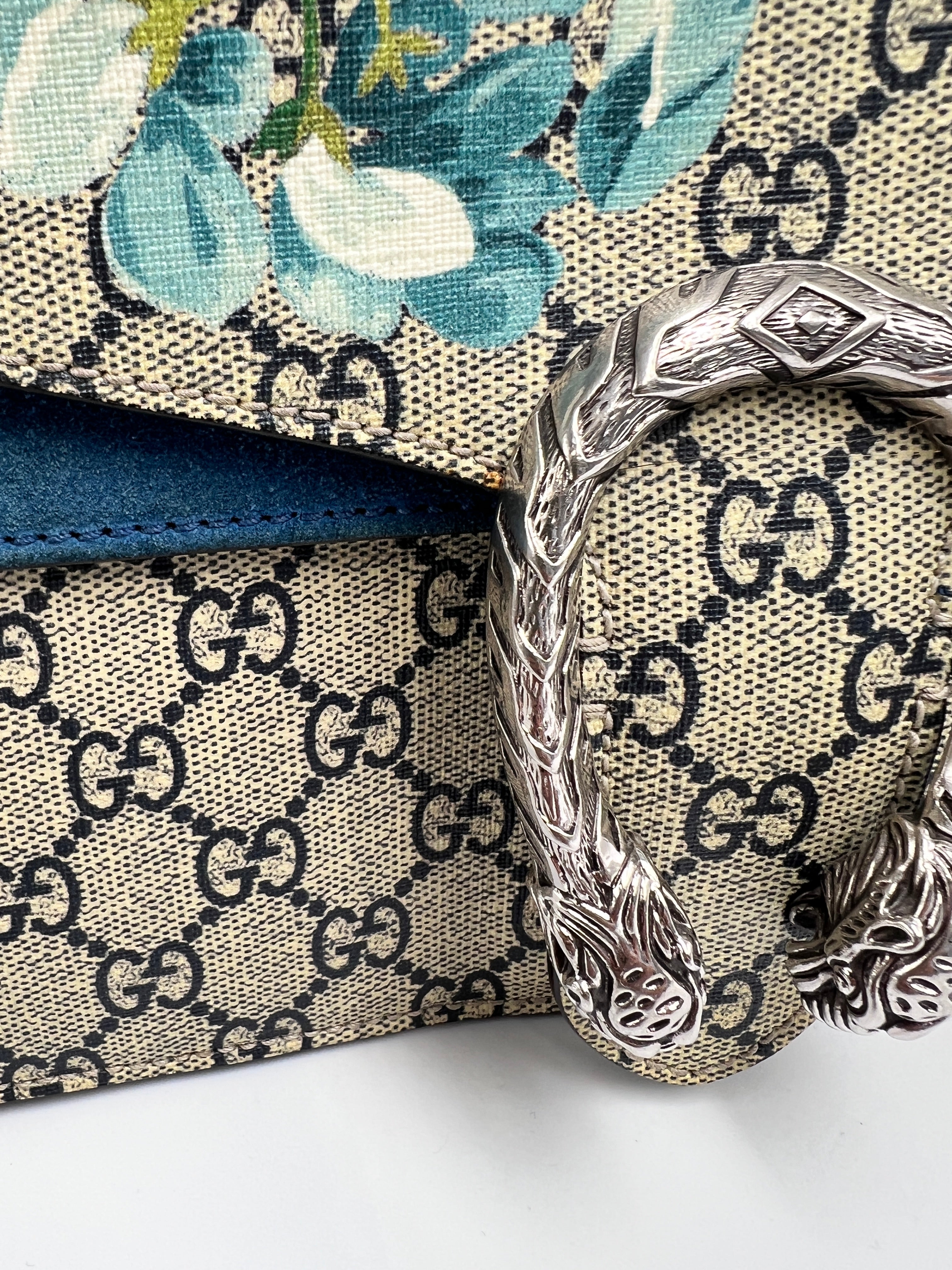 Gucci Dionysus GG Supreme Blooms Medium Shoulder Bag Blue