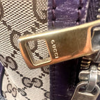 Gucci GG Monogram Canvas Boston Bag with Purple Leather Trim