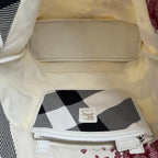Burberry Abstract Print Canvas Tote Bag – White Multi-Colour