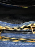 Prada Saffiano Lux Medium Promenade Dome Satchel (Baltico / Dark Navy)