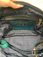 Prada Vitello Shine Teal Green Leather Satchel Bag