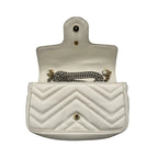 Gucci GG Marmont Super Mini Shoulder Bag Beige Matelassé Leather