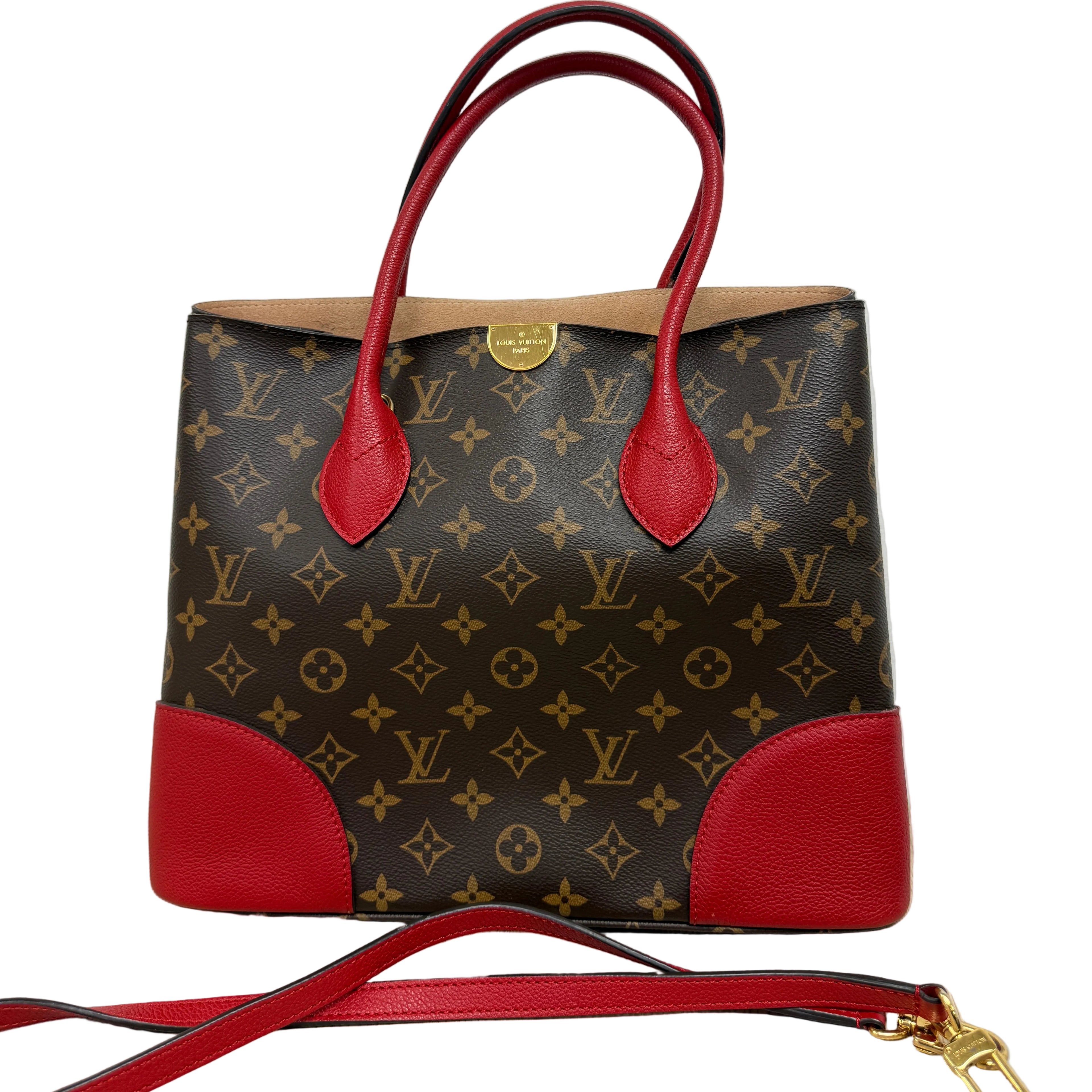 Louis Vuitton Flandrin Bag in Monogram Canvas and Red Calfskin