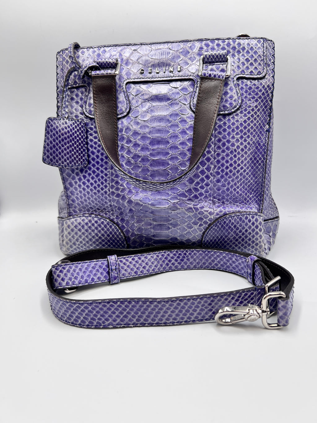 Céline Purple Python Convertible Satchel Bag