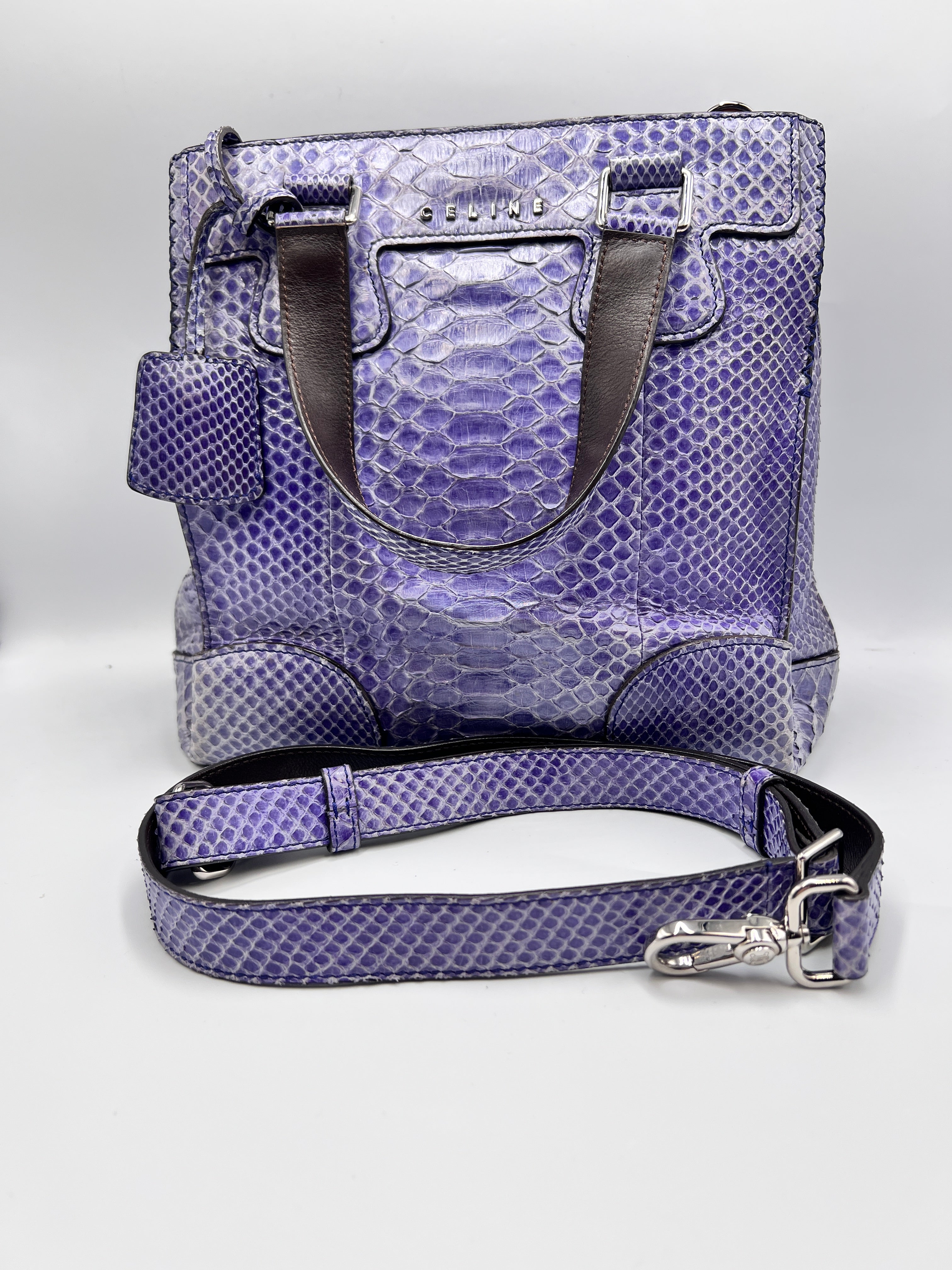 Céline Purple Python Convertible Satchel Bag