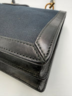 Gucci Vintage Square G Flap Shoulder Bag in Black Canvas and Leather
