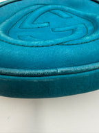 Gucci Soho Disco Bag in Blue Pebbled Suede Leather