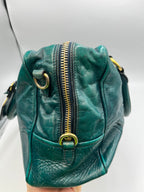Prada Vitello Shine Teal Green Leather Satchel Bag