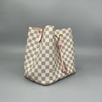 Louis Vuitton NeoNoe MM Damier Azur Bucket Bag with Rose Ballerine Trim