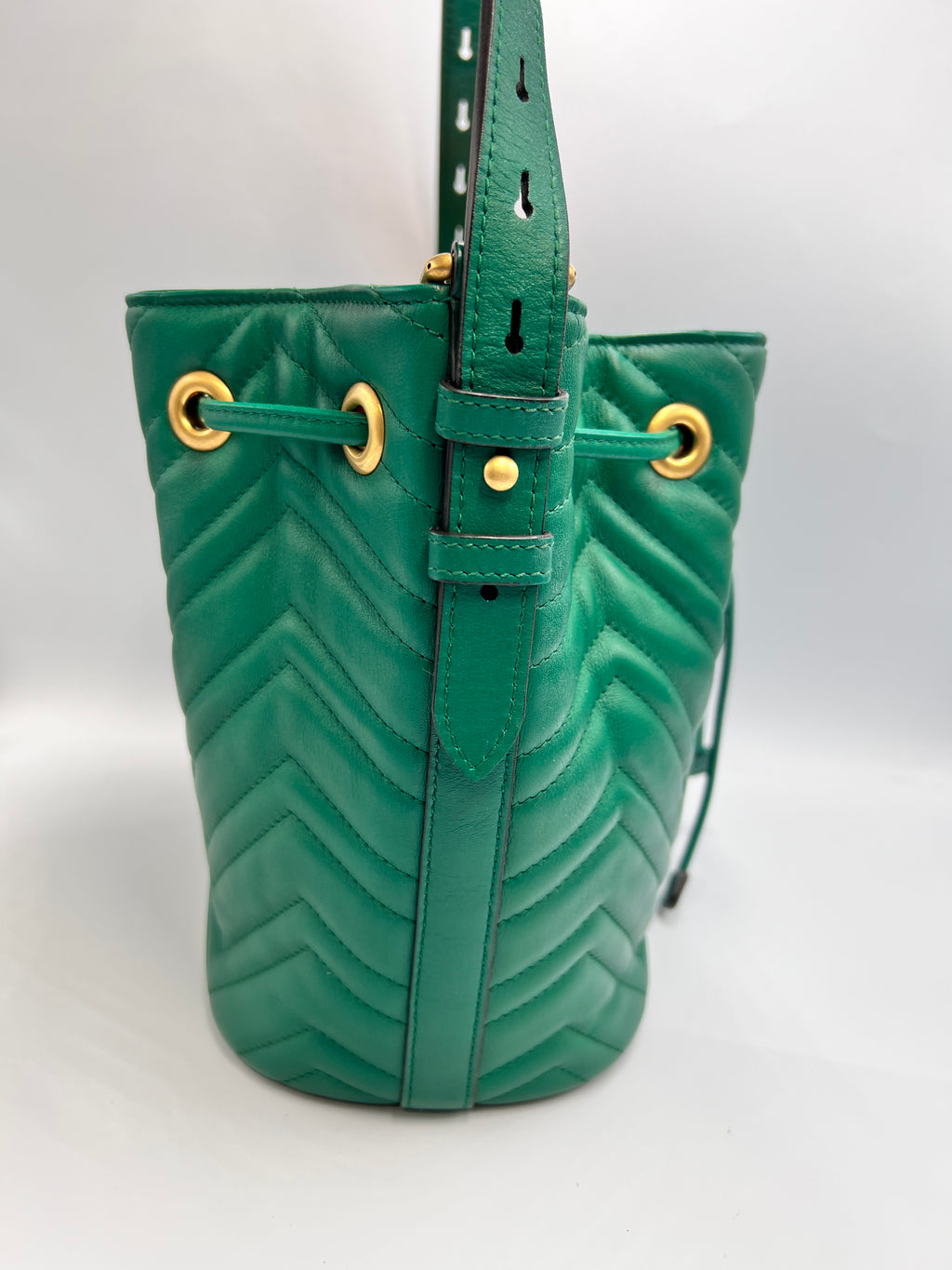 Gucci GG Marmont Matelassé Leather Bucket Bag Green