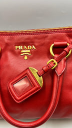 Prada Red Vitello Shine Leather Tote Bag