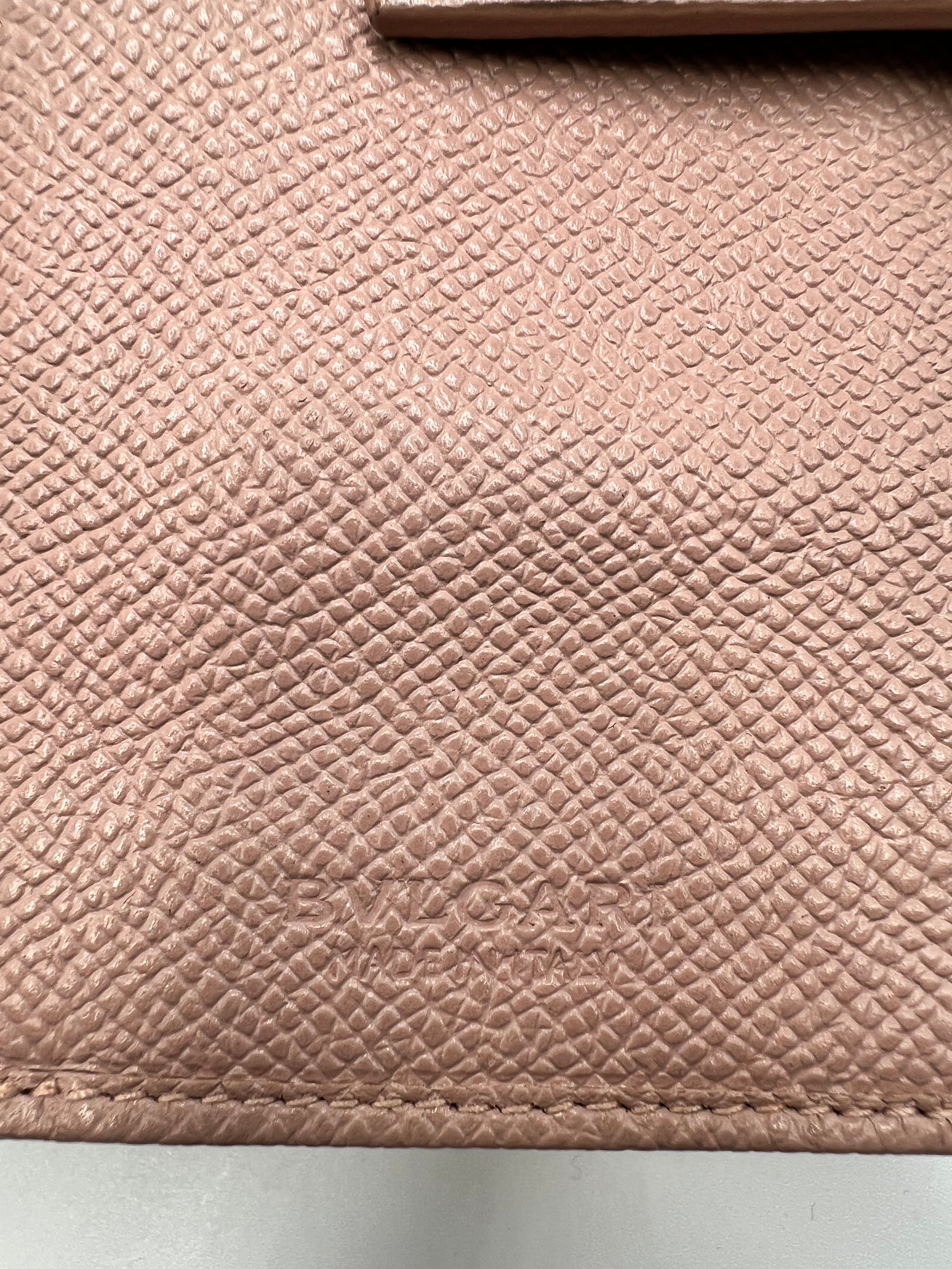 Bvlgari Bulgari Continental Long Wallet in Pink Grain Leather