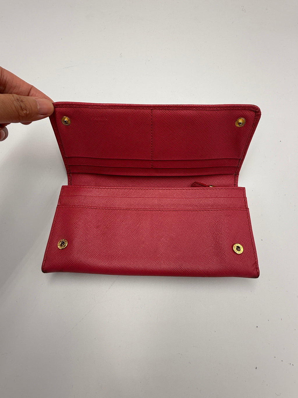 Prada Vitello Move Continental Flap Wallet in Rosso Red