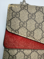 Gucci Dionysus GG Supreme Small Shoulder Bag with Red Suede Trim