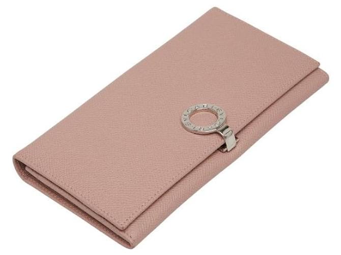 Bvlgari Bulgari Continental Long Wallet in Pink Grain Leather