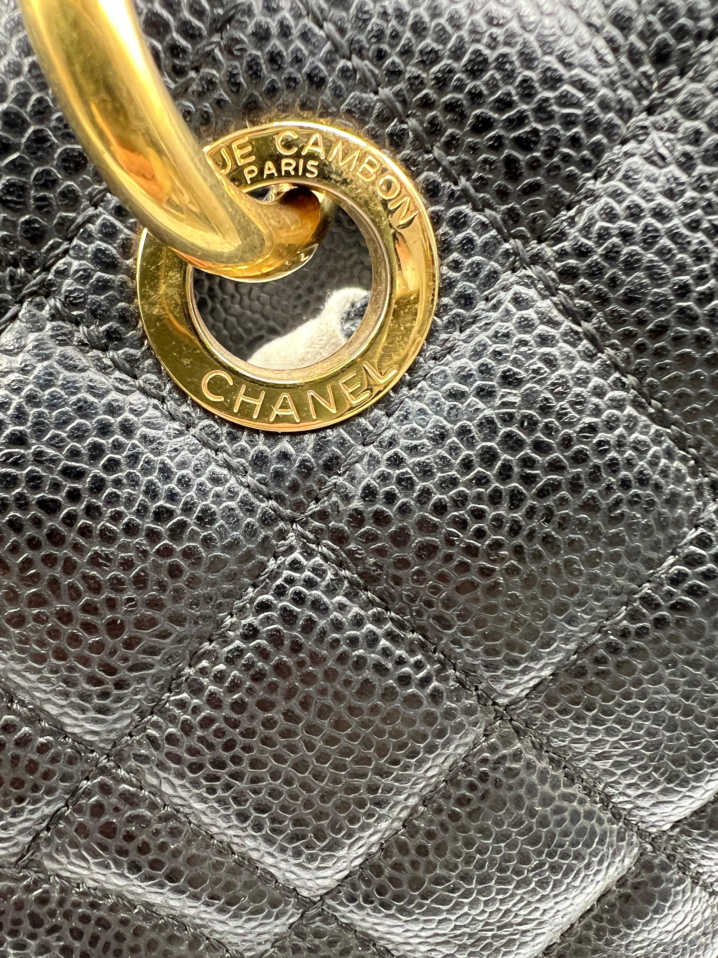 Chanel Black Caviar Leather Grand Shopping Tote-Pre-owned