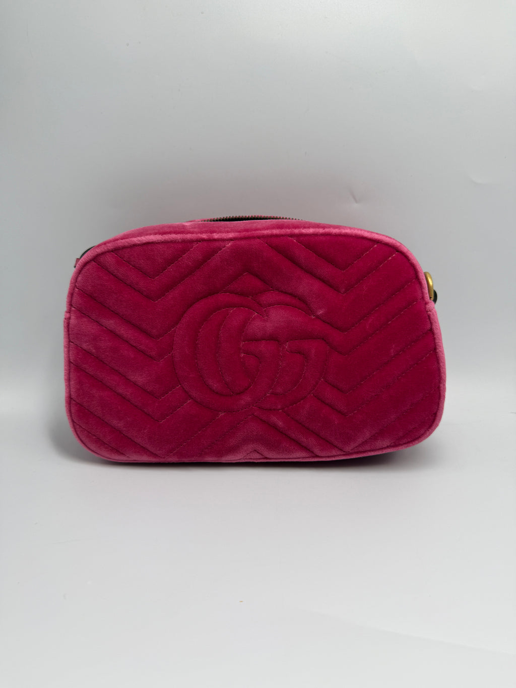 Gucci Velvet Matelass Small GG Marmont Camera Bag