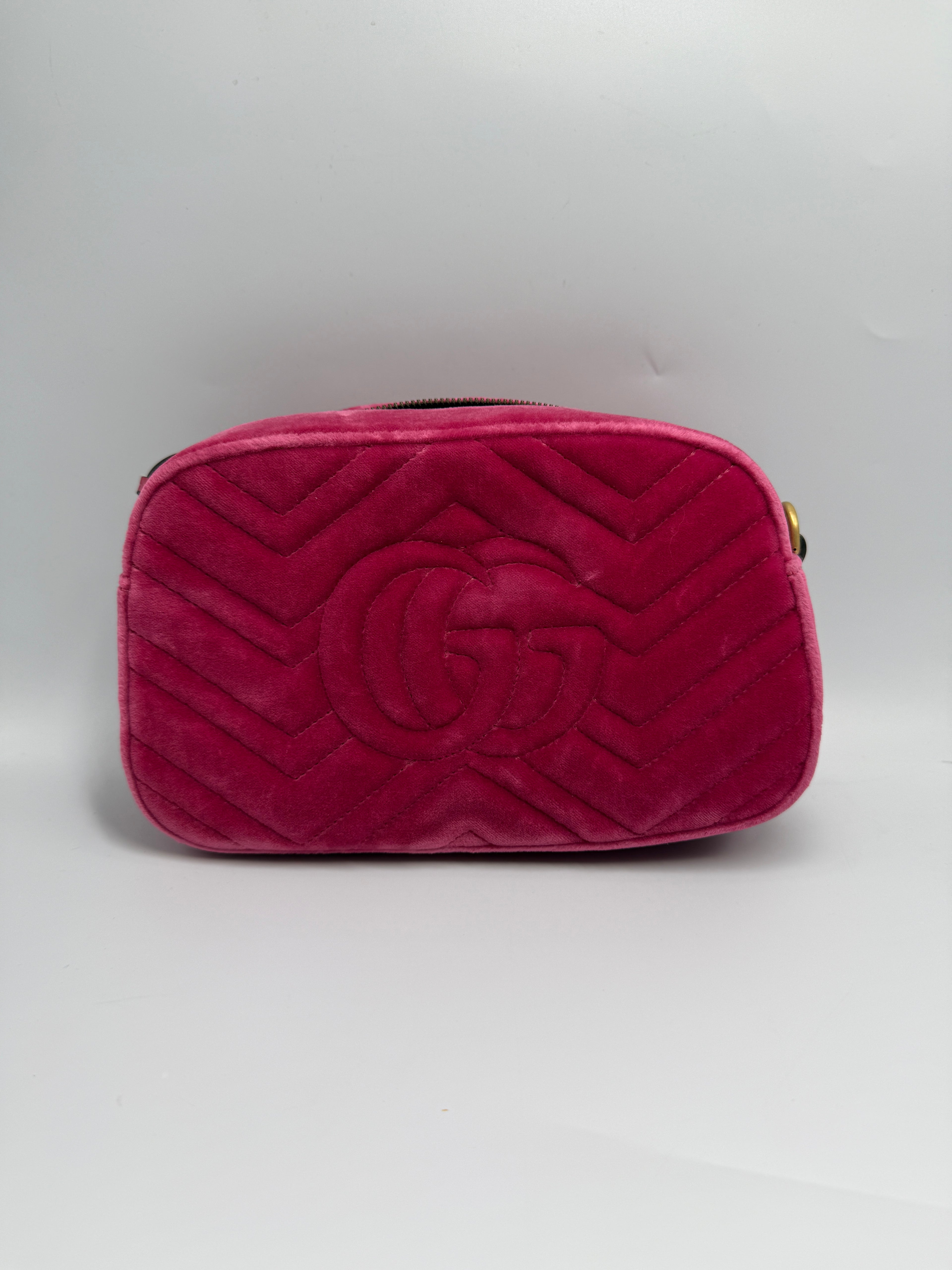 Gucci Velvet Matelass Small GG Marmont Camera Bag