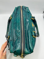 Prada Vitello Shine Teal Green Leather Satchel Bag