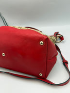Gucci GG Canvas & Red Leather Heart Charm Shoulder Bag