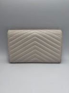 Saint Laurent Cassandre Envelope Chain Wallet / Shoulder Bag in Light Greige Matelassé Leather