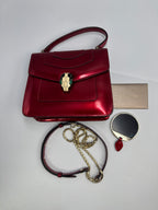 Bvlgari Serpenti Forever Metallic Top-Handle Flap Bag in Ruby Red