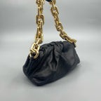 Bottega Veneta The Chain Pouch in Black Vitello Nappato with Gold Hardware