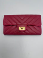 Chanel 2.55 Reissue Chevron Quilted Flap Long Wallet in Fuchsia / Dark Pink Calfskin with Gold Hardware