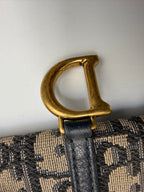Dior Saddle Pouch / Wallet on Chain in Blue Dior Oblique Jacquard Canvas