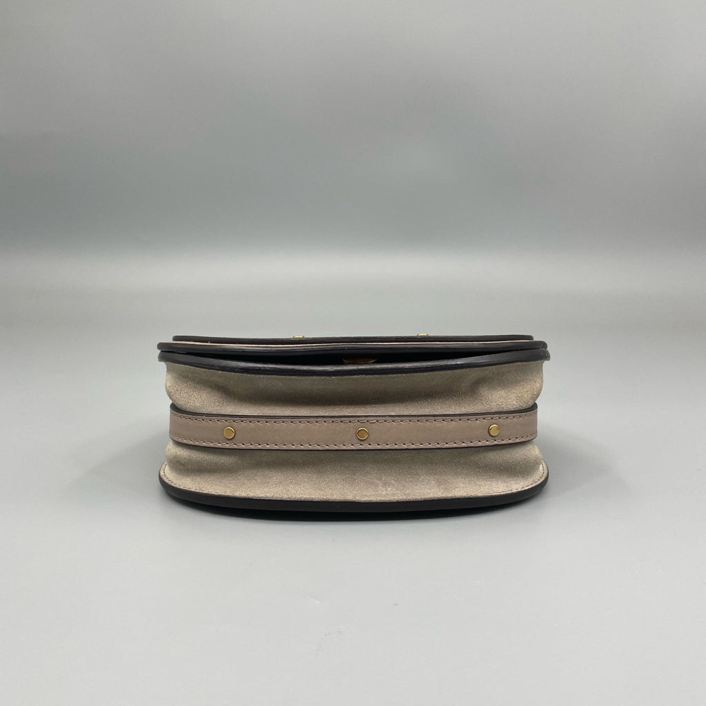 Chloé Small Nile Bracelet Bag in Motty Grey Calfskin & Suede