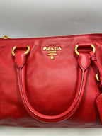 Prada Red Vitello Shine Leather Tote Bag