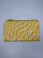 Pre-owned Fendi Yellow & White Vertigo Canvas Pouch