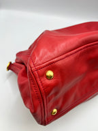 Prada Red Vitello Shine Leather Tote Bag