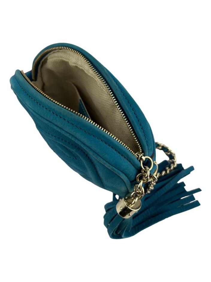 Gucci Soho Disco Bag in Blue Pebbled Suede Leather