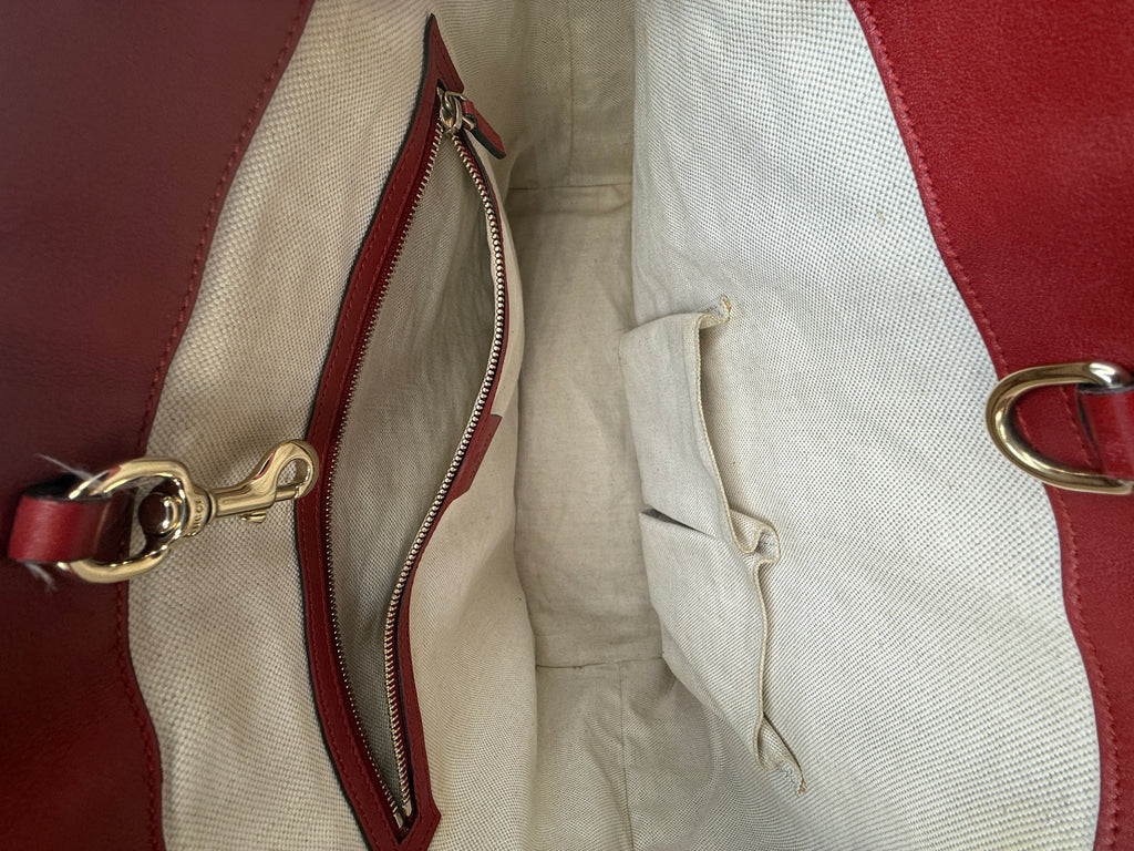 Gucci Red Guccissima Patent Leather Tote Bag
