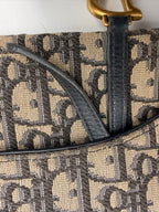 Dior Saddle Pouch / Wallet on Chain in Blue Dior Oblique Jacquard Canvas